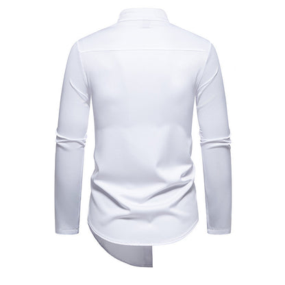 Chemise à manches longues pour hommes avec col montant moderne et patte de boutonnage créative Chic und Stil