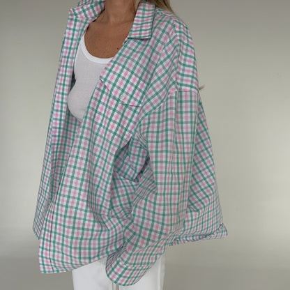 Chemisier à carreaux décontracté pour femmes en coton avec une coupe généreuse Chic und Stil