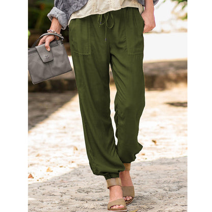 Ladies Comfortable Summer Pants with Elastic Waist and Practical Pockets Chic and Style