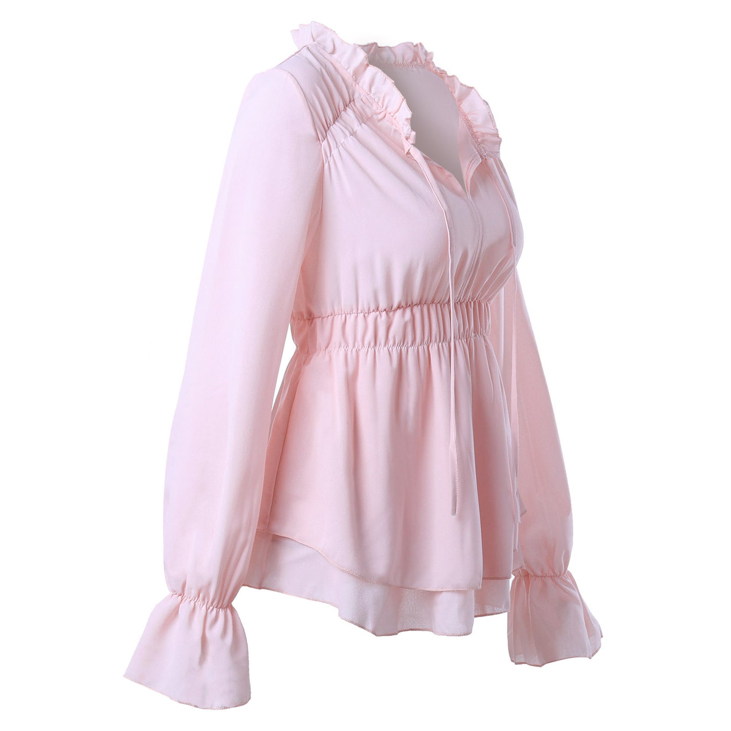 Blouse à volants pour femmes avec taille élastique et manches longues Chic und Stil