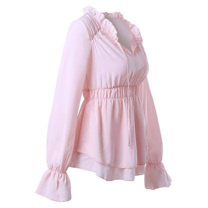 Blouse à volants pour femmes avec taille élastique et manches longues Chic und Stil