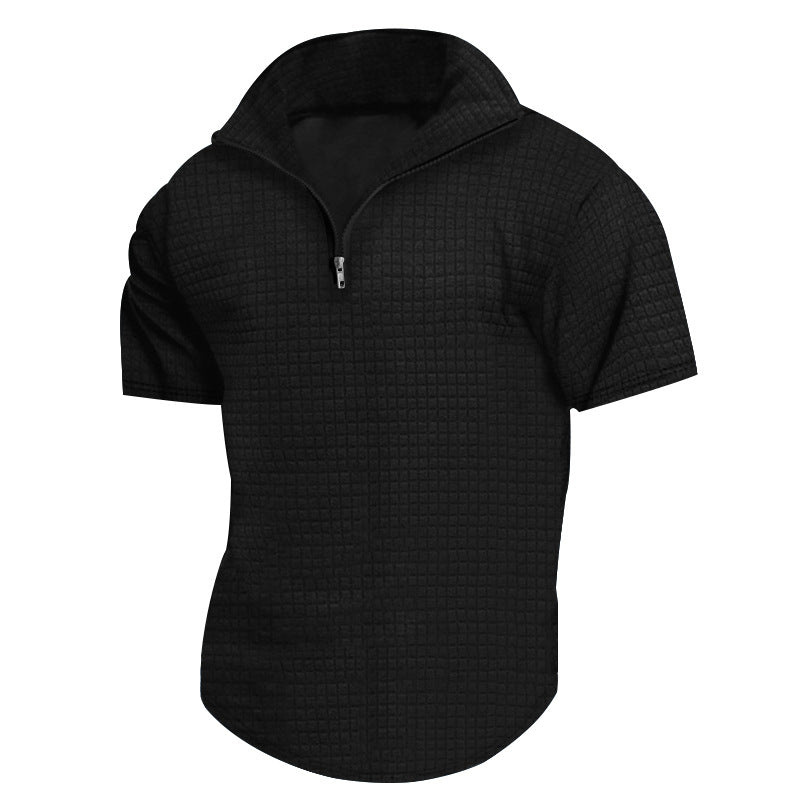 Chemise fonctionnelle à manches courtes pour hommes avec col montant moderne et fermeture éclair Chic und Stil