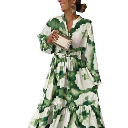 Robe maxi pour femmes avec un motif aquarelle moderne et une jupe volumineuse Chic und Stil