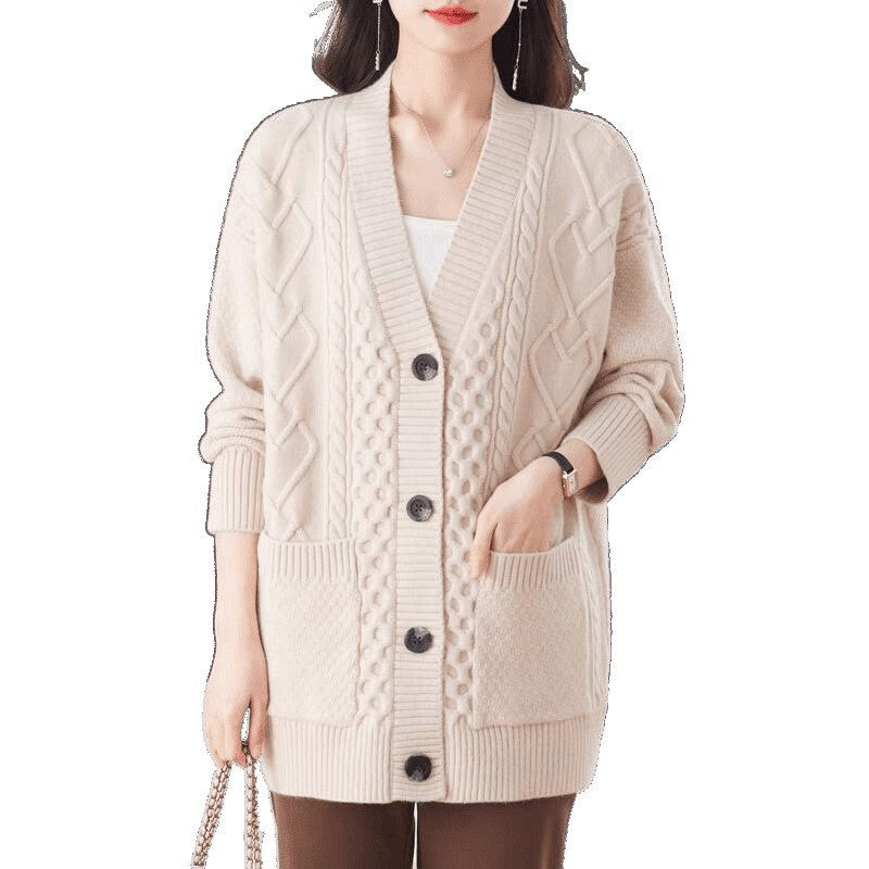 Dames pull-over confortable avec grand motif en torsades Chic und Stil