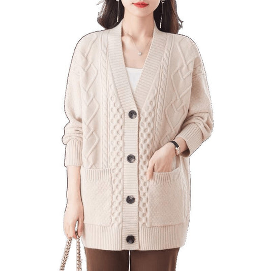 Dames pull-over confortable avec grand motif en torsades Chic und Stil