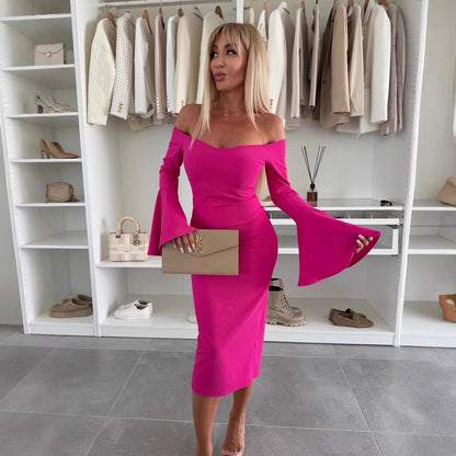 Robe femme avec décolleté off-shoulder et manches évasées Chic und Stil