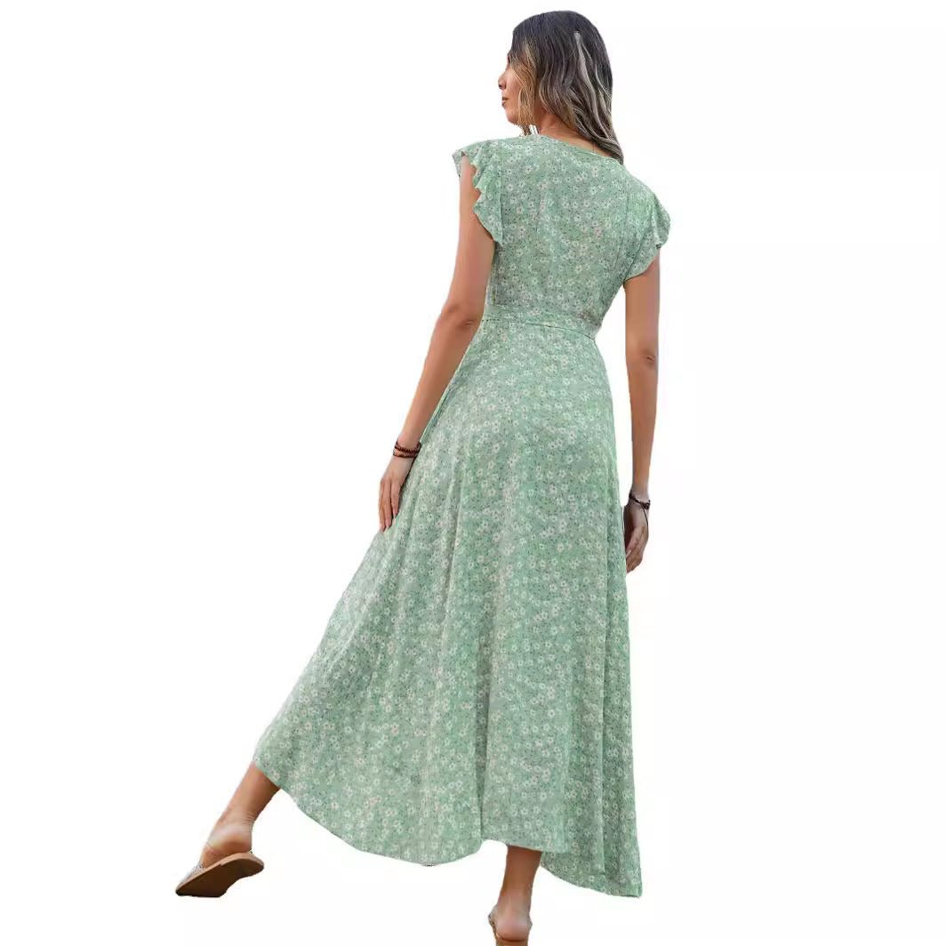 Robe maxi portefeuille pour femmes avec des manches fluides Chic und Stil