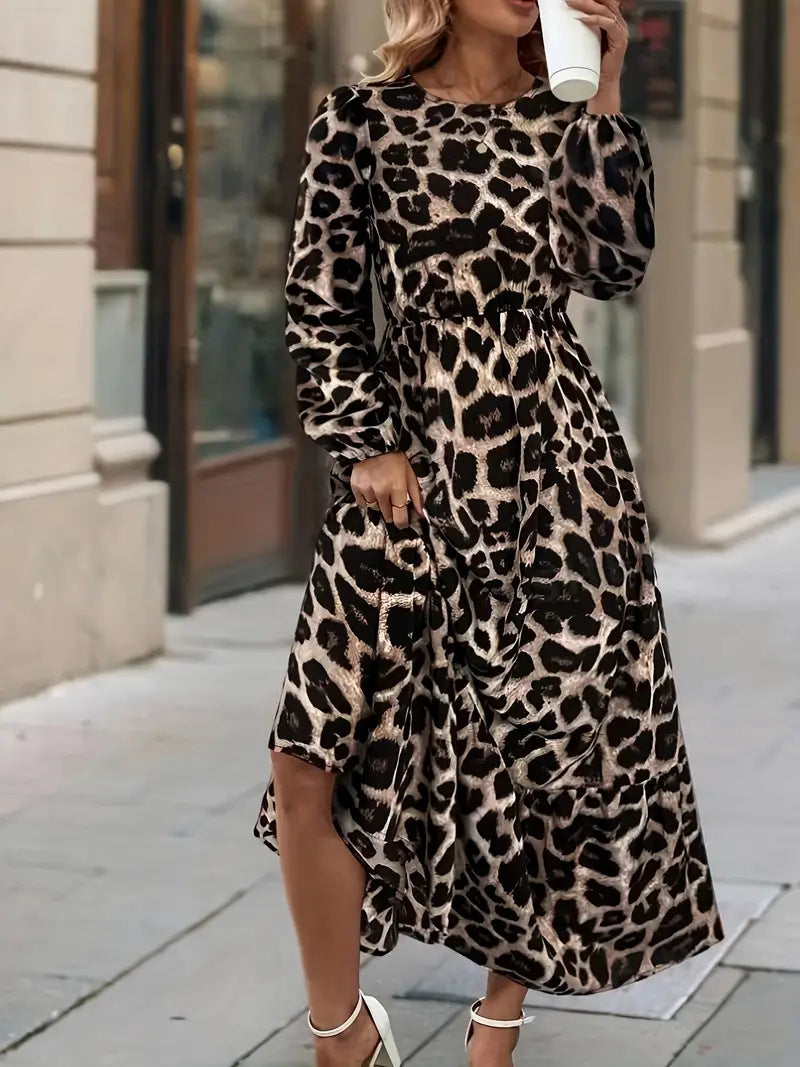 Robe maxi pour femme avec motif léopard moderne Chic und Stil