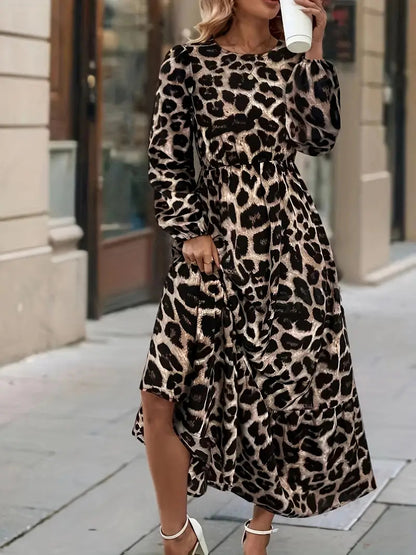 Robe maxi pour femme avec motif léopard moderne Chic und Stil
