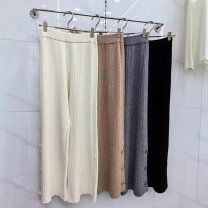 Pleated palazzo pants for women with button details Chic and Style