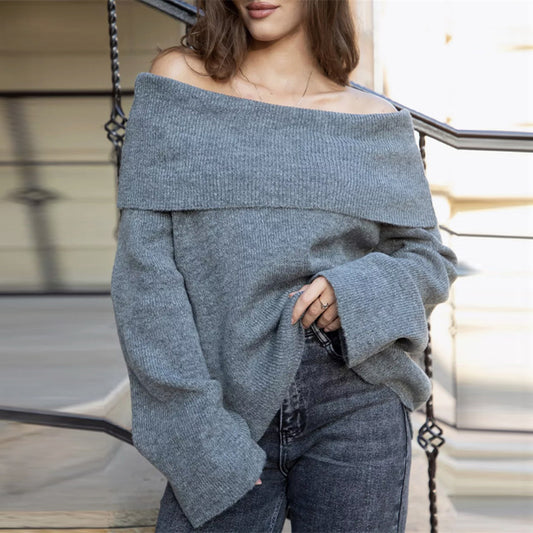 Robe pull off-shoulder pour dames en tricot doux Chic und Stil