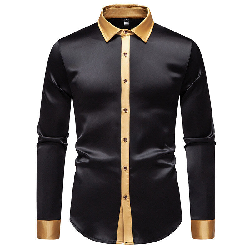 Chemise élégante à manches longues pour homme avec des accents satinés Chic und Stil