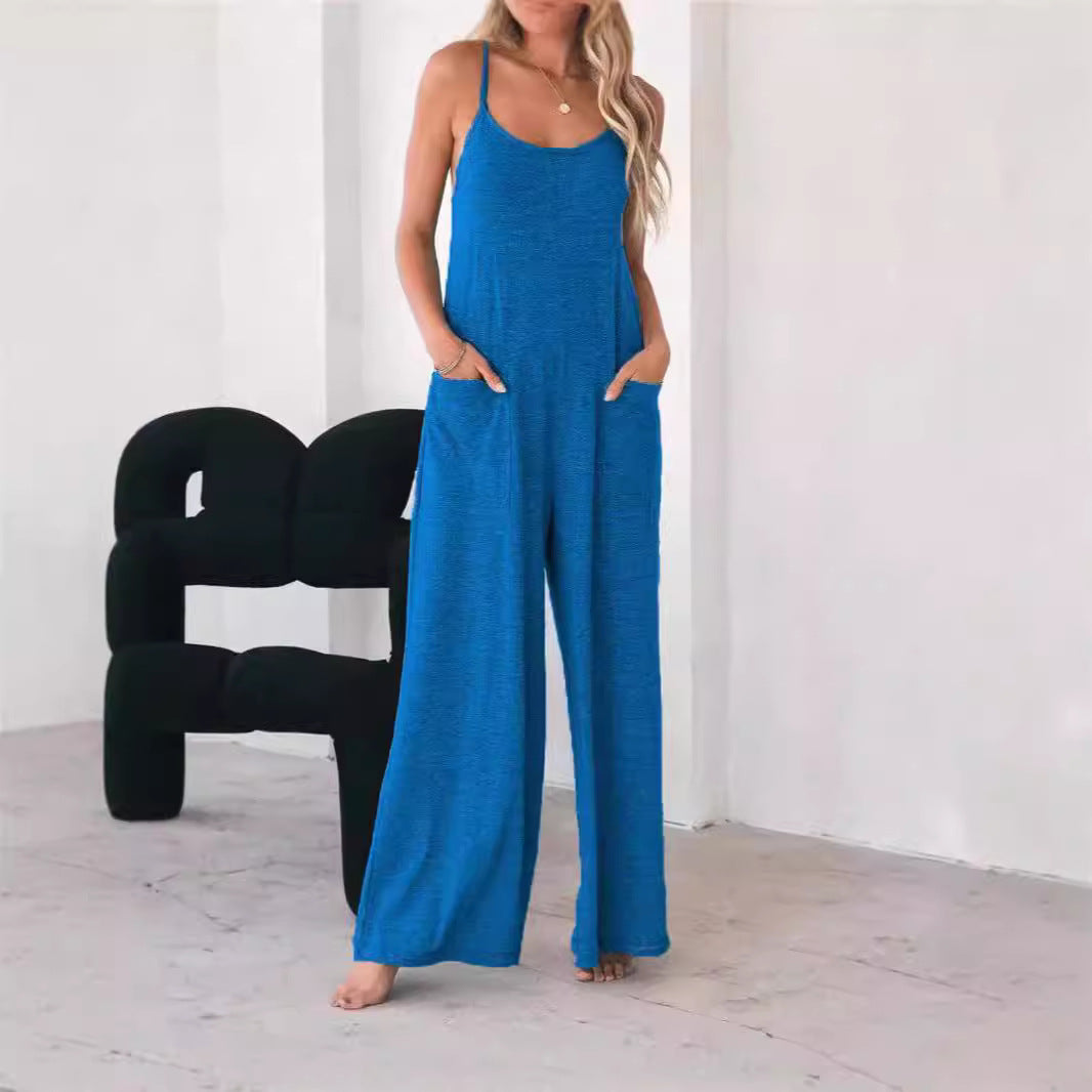 Women's Casual Jumpsuit with Wide Legs and Practical Pockets Chic and Stil