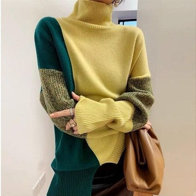 Pull en col roulé à motifs graphiques et en coloris block pour dames Chic und Stil