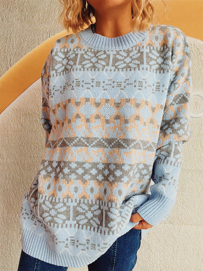 Pull en tricot confortable pour femmes avec un motif d'hiver et une coupe décontractée Chic und Stil