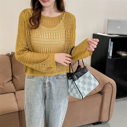 Dames Chunky Tricot Pull à mailles ouvertes Chic und Stil