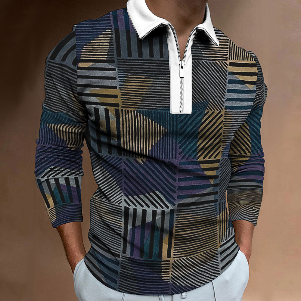 Men's polo with zipper, trendy and unique graphic design Chic and Style