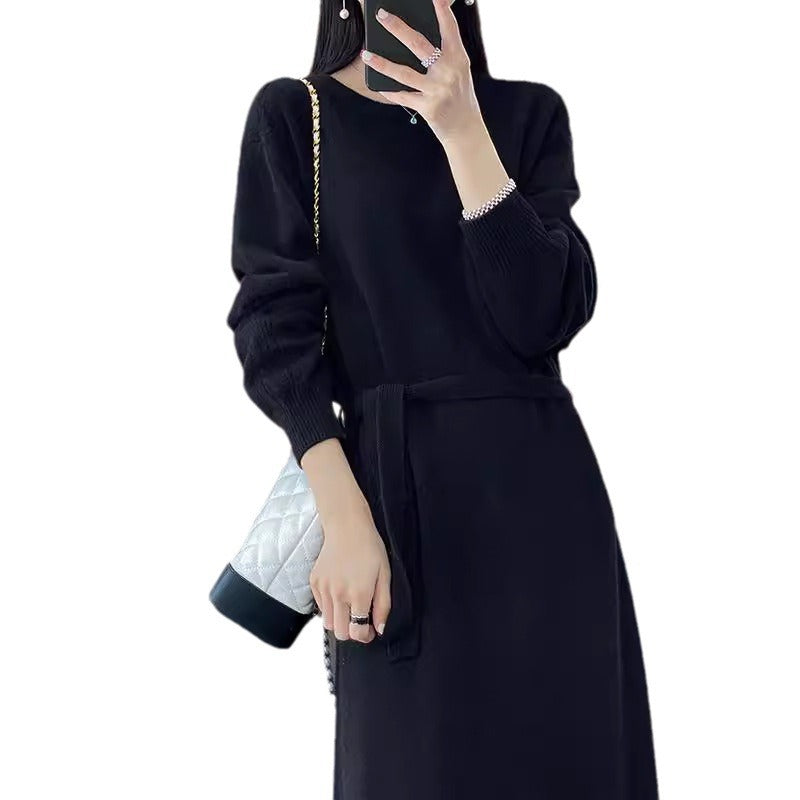 Robe en tricot pour femme avec détail à nouer et matériau doux Chic und Stil