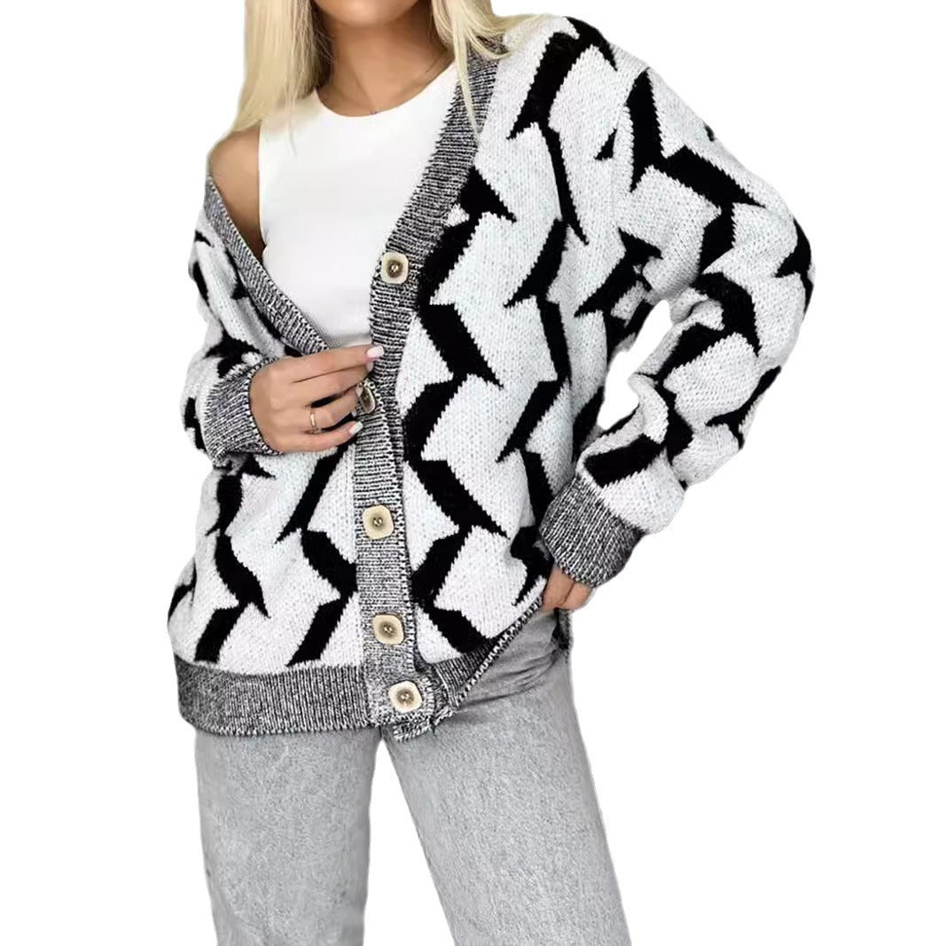 Dame cardigan en tricot confortable avec un design moderne en éclair et fermeture à boutons Chic und Stil