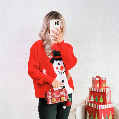 Pull de Noël pour femmes avec motif festif de bonhomme de neige Chic und Stil