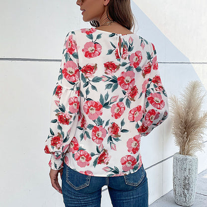 Chemisier femme avec des motifs floraux et des manches volumineuses Chic und Stil