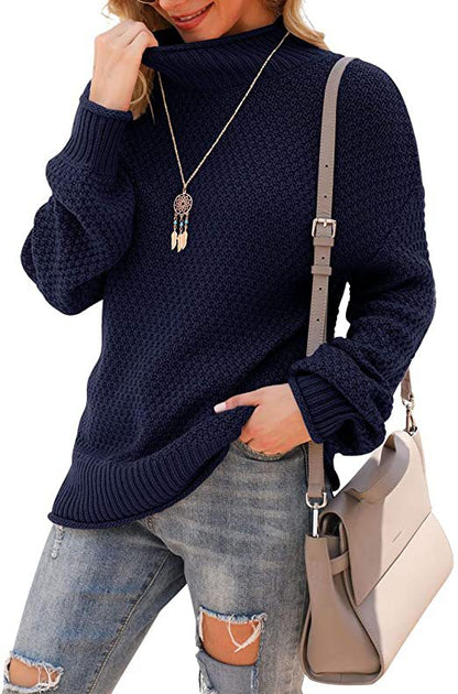 Pull femme avec col haut et motif en tricot structuré Chic und Stil