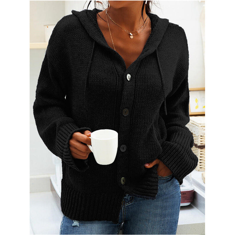 Damen gilet à capuche avec fermeture frontale à boutons Chic und Stil