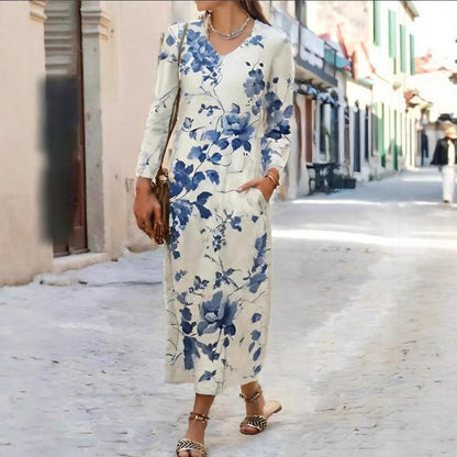 Robe maxi pour femmes avec motif floral vintage et poches pratiques Chic und Stil