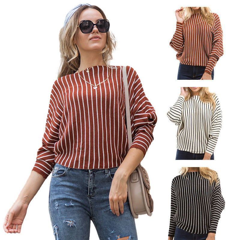 Pull en tricot grandes tailles pour femmes avec un motif rayé moderne et une coupe décontractée Chic und Stil