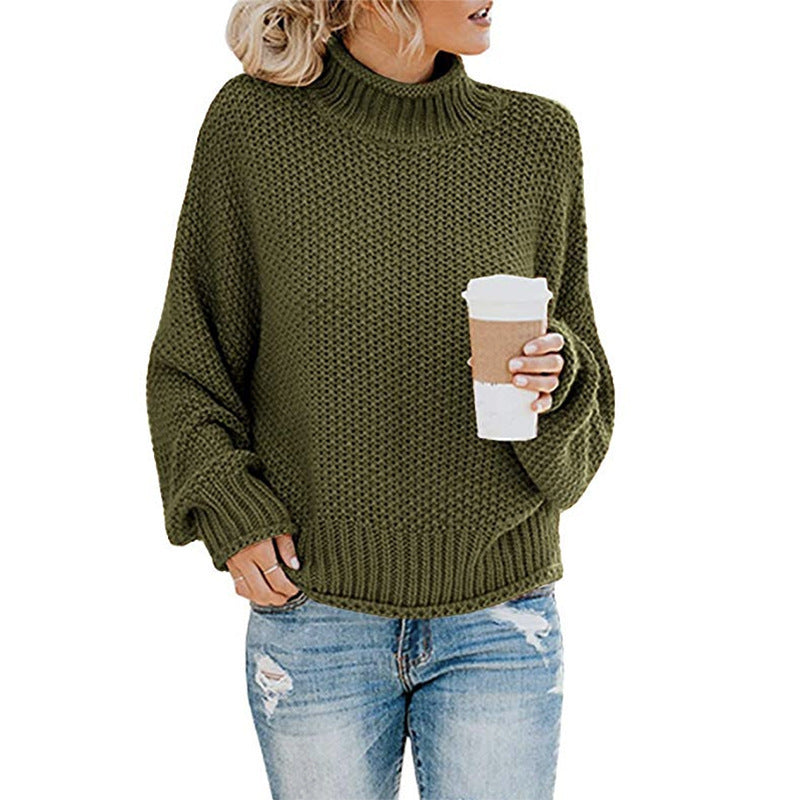 Dames Pull confortable avec col haut et look de maille structuré Chic und Stil