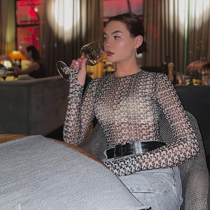 Dames à manches longues Body avec design de texte moderne Chic und Stil