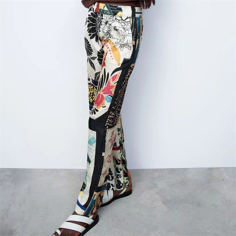 Dames ample, imprimée pantalon Palazzo Chic und Stil