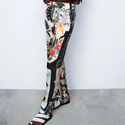 Dames ample, imprimée pantalon Palazzo Chic und Stil