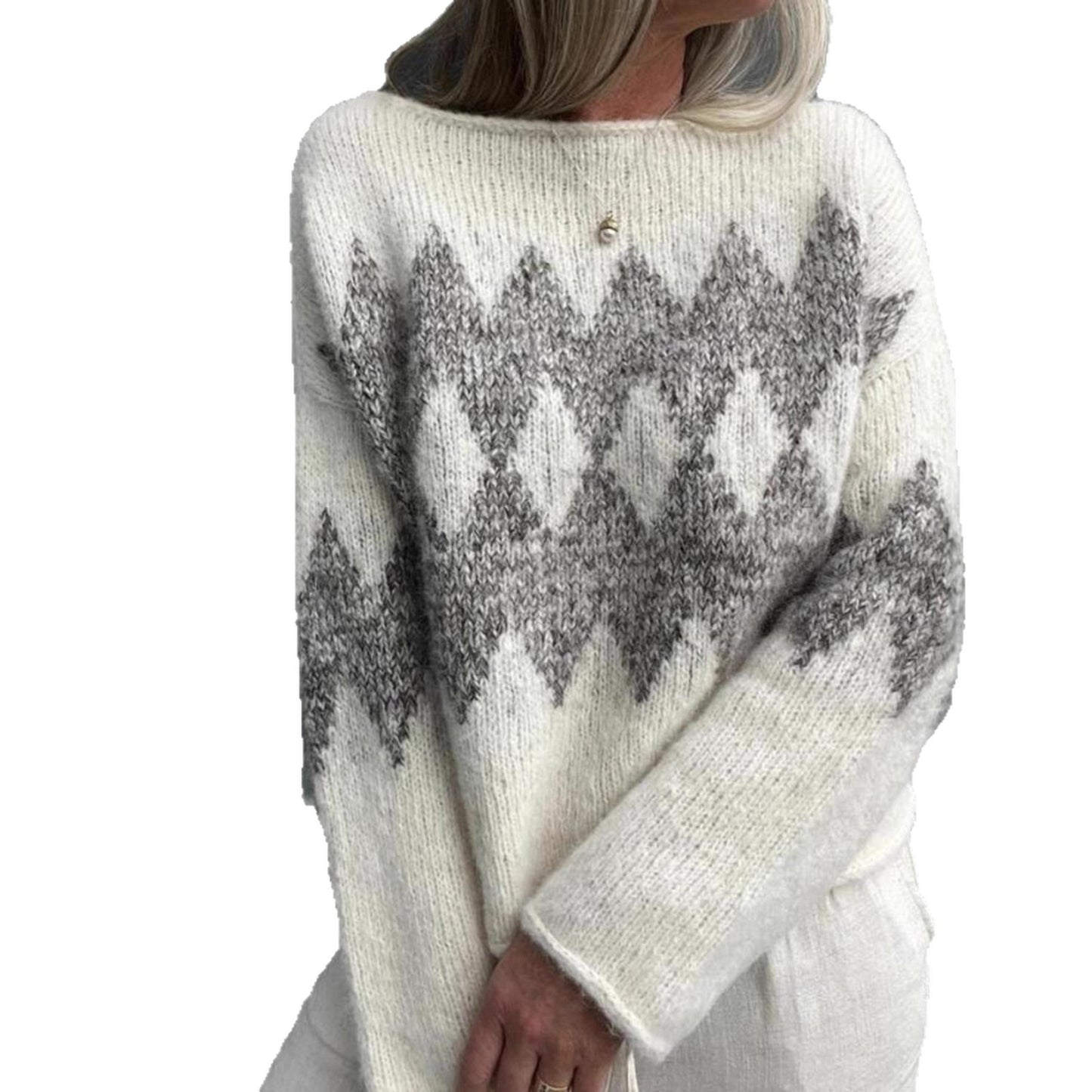 Pull femme en tricot avec un motif de vagues moderne et une coupe agréable Chic und Stil