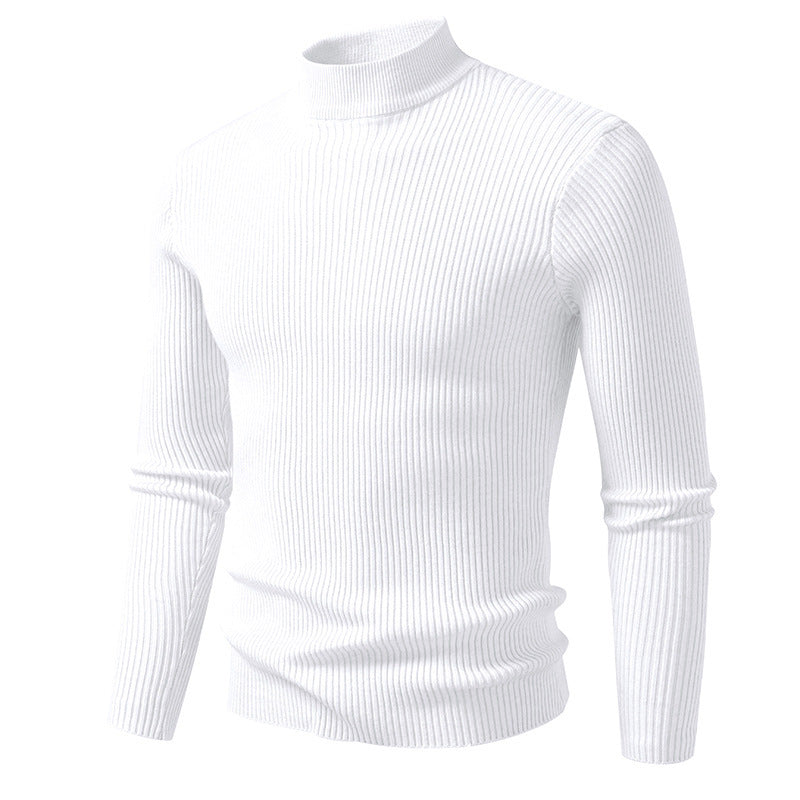 Pull à col roulé pour hommes en fine maille côtelée avec coupe ajustée Chic und Stil