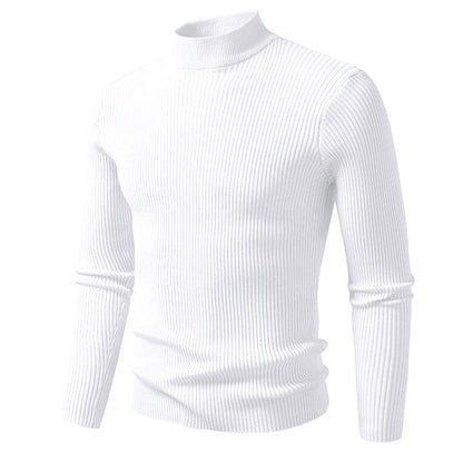 Pull à col roulé pour hommes en fine maille côtelée avec coupe ajustée Chic und Stil