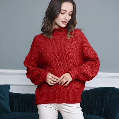 Pull femme en grosse maille avec col roulé et coupe aérienne Chic und Stil