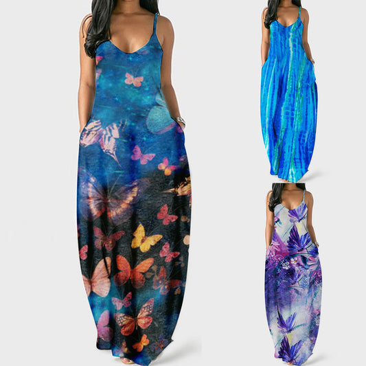 Robe maxi fleurie pour femme avec des bretelles réglables Chic und Stil