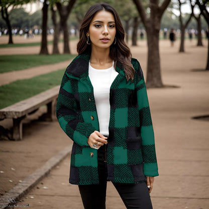 Ladies Fleece Jacket with Pattern and Practical Pockets and Trendy Cut Chic and Style