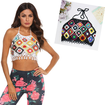 Dames Crochetage Halter Crop Top Chic und Stil 1750920246