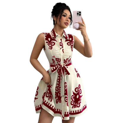 Women's Chic and Stylish A-Line Button-Down Shirt Dress