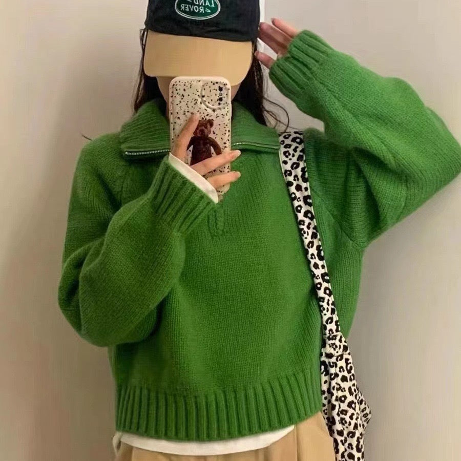 Femme pull en tricot doux avec des manches volumineuses et une taille élastique Chic und Stil