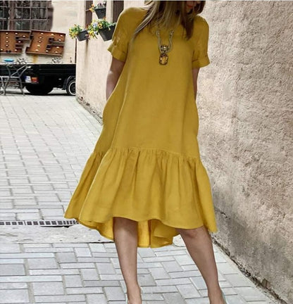 Robe midi à volants high-low pour femmes Chic und Stil
