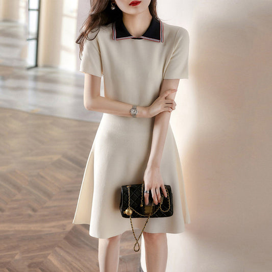 Robe Polo Femme avec Jupe Évasée Chic und Stil