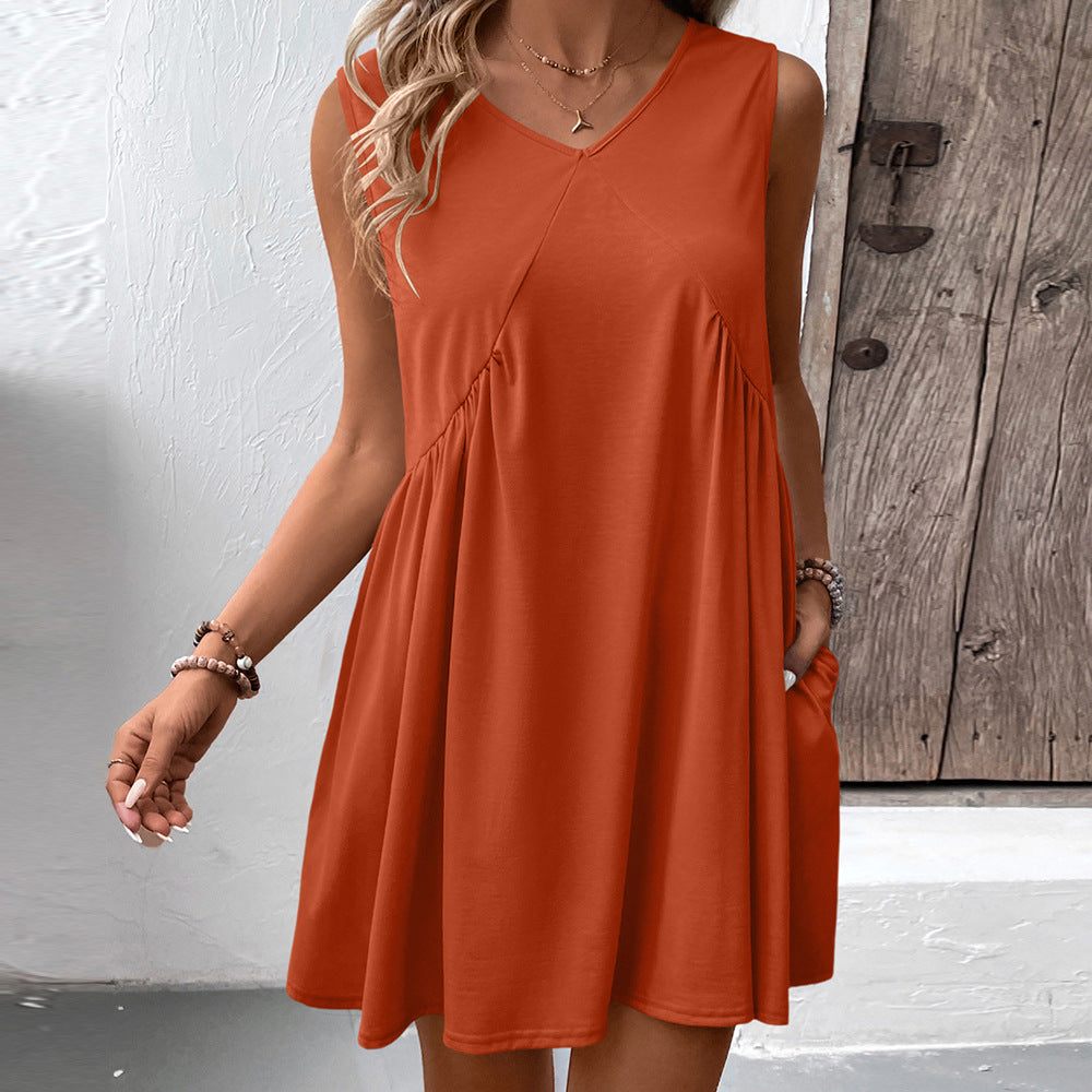 Robe femme fluide à décolleté en V avec poches latérales et coupe fluide Chic und Stil
