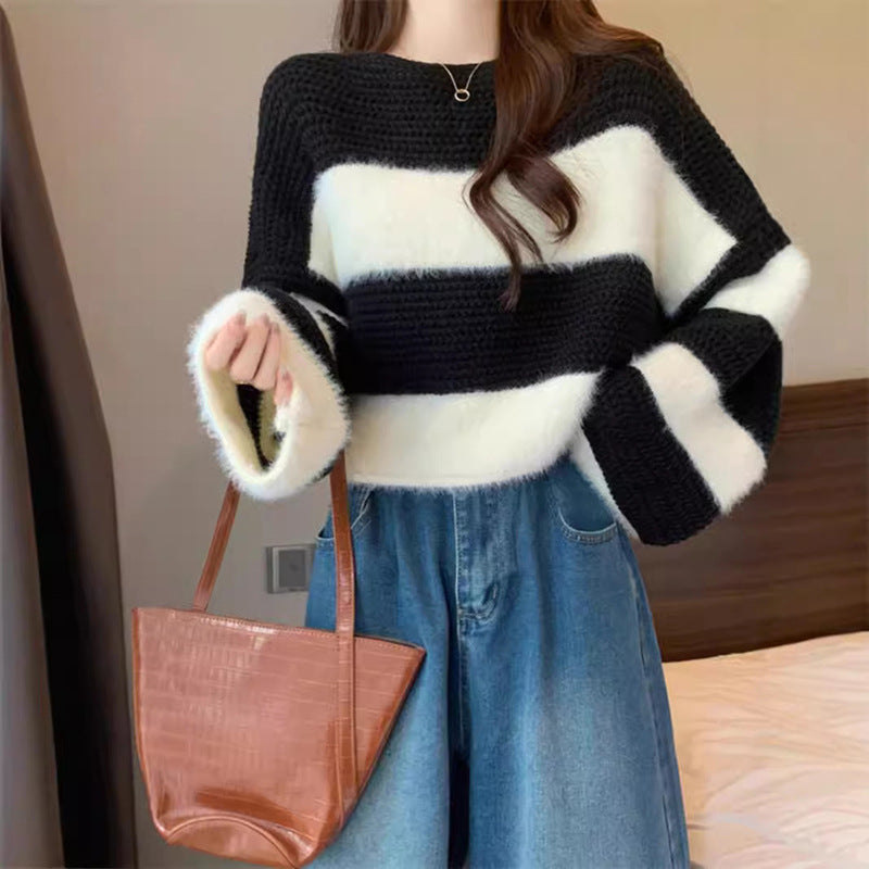 Pull confortable pour femmes avec une coupe ample et un motif rayé remarquable Chic und Stil