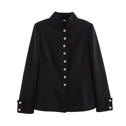 Dames élégante veste matelassée avec col montant et boutons dorés Chic und Stil