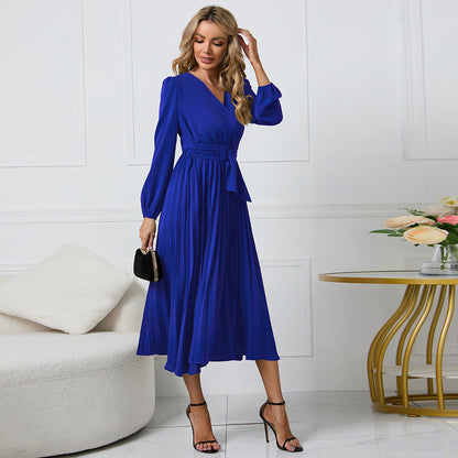 Dames Élégante Robe Portefeuille avec Plis et Détail de Ceinture Chic und Stil