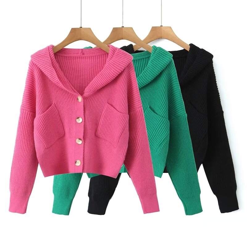 Dames décontractée gilet en tricot avec capuche et poches pratiques Chic und Stil