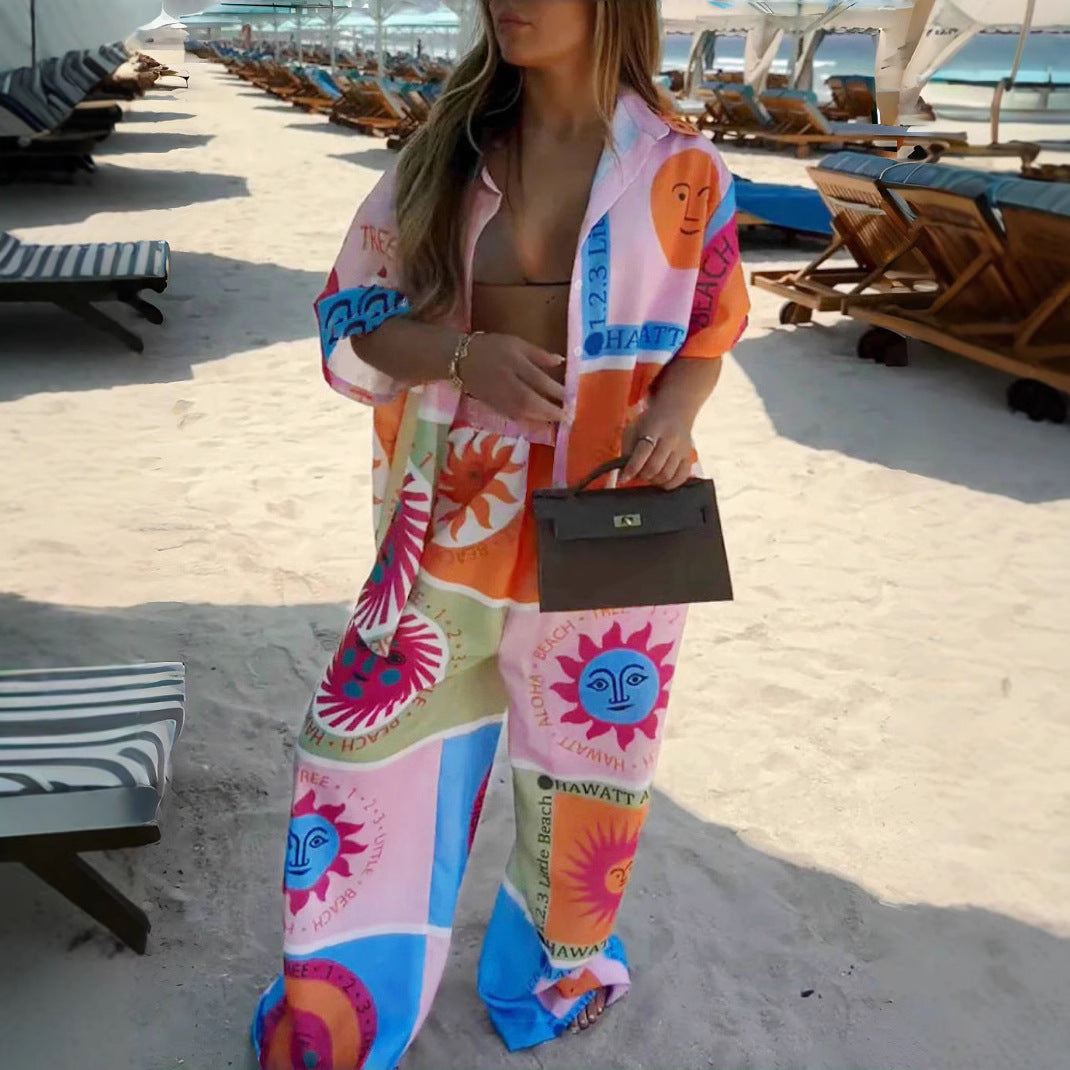 Chemise à manches courtes pour femmes et ensemble de shorts assortis Chic und Stil